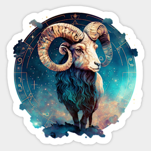 The Fiery Ram, Aries Zodiac Sign Sticker by Petko121212